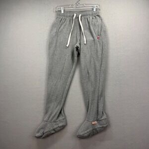 Feejays Footed Sweatpants Unisex Small Gray Drawstring Pockets Cozy‎ Loungewear